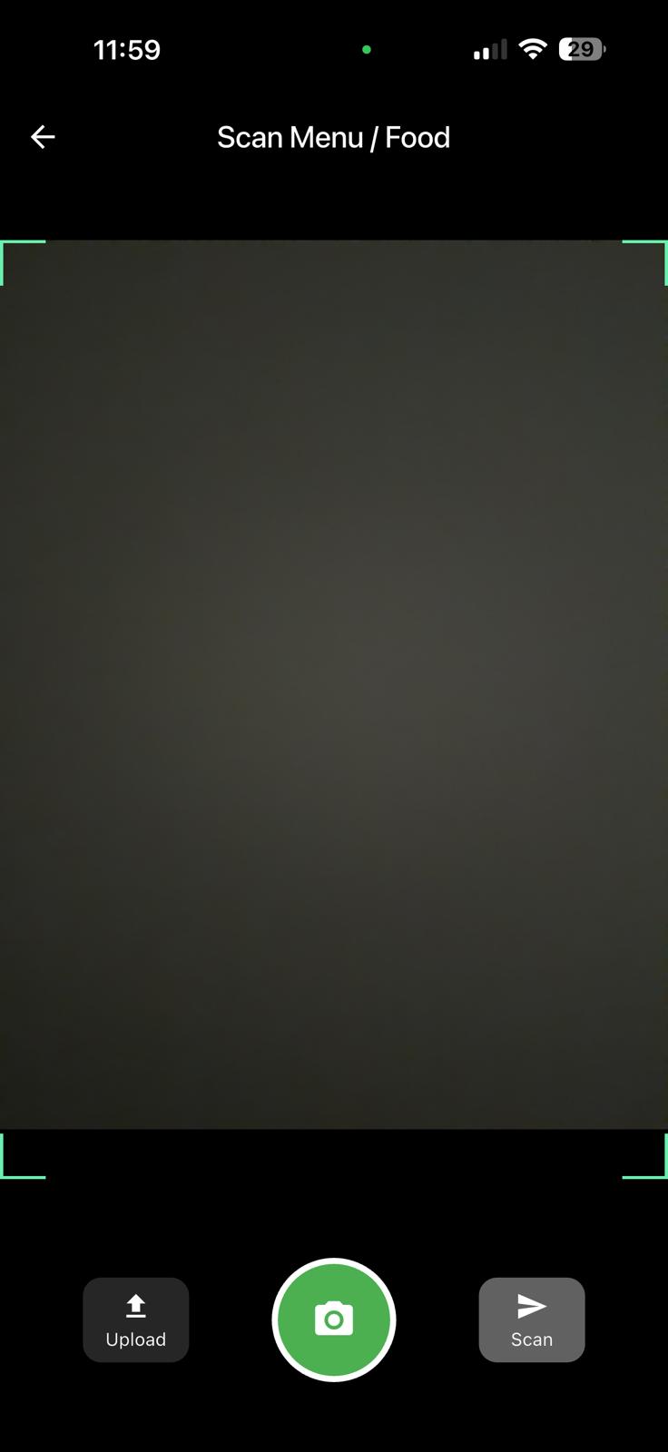 DietMaze camera menu scanner screen